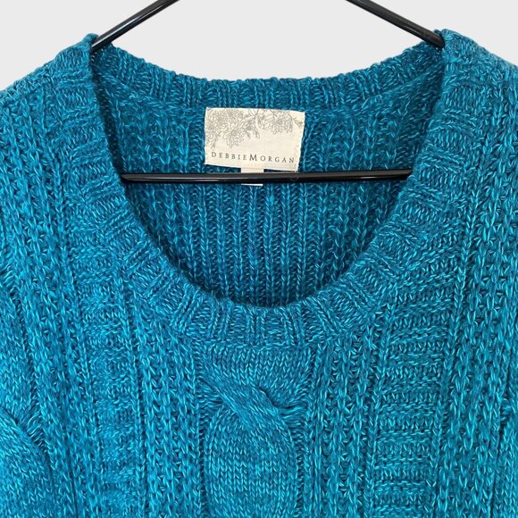 Debbie Morgan Sweater Poncho Blue Women's Medium Knit Scoop-Neck Pullover New - Picture 5 of 13